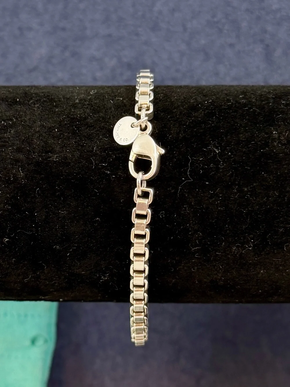 TIFFANY & CO. Sterling Silver Venetian Box Chain Bracelet 16.3g; 7.25” w/ COA